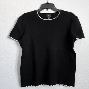 Worthington Black Ribbed Knit Short Sleeve Shirt XXL